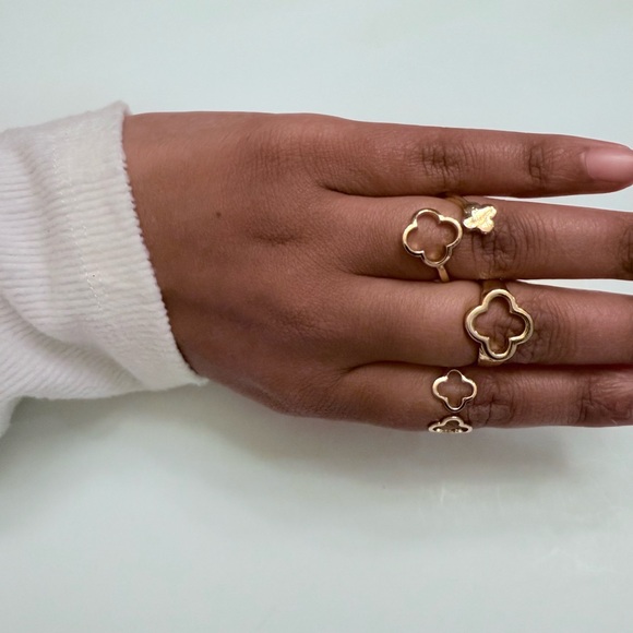 3pc Clover Ring Set | Adjustable Gold Rings - Picture 2 of 4